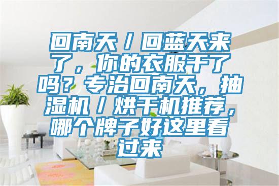回南天／回藍(lán)天來(lái)了，你的衣服干了嗎？專治回南天，抽濕機(jī)／烘干機(jī)推薦，哪個(gè)牌子好這里看過(guò)來(lái)