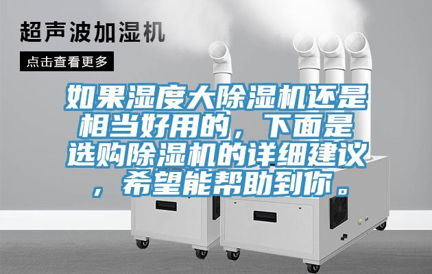 如果濕度大除濕機(jī)還是相當(dāng)好用的，下面是選購除濕機(jī)的詳細(xì)建議，希望能幫助到你。
