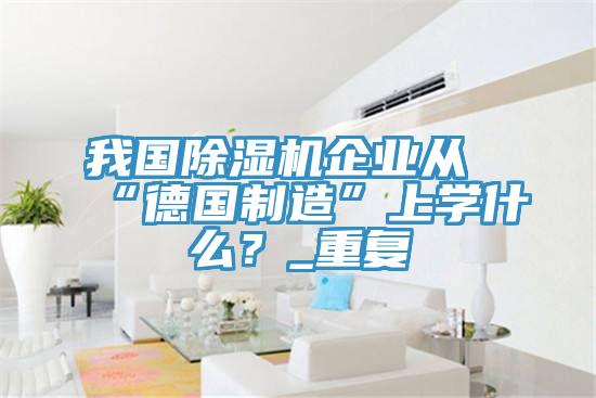 我國除濕機企業(yè)從“德國制造”上學(xué)什么？_重復(fù)